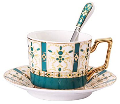 ZOGBX Osso Porcellana Ceramica Tazza di tè Tazza di,Set Tazze da tè,Tazze da The Inglese,Set di piattino Espresso,Regalo Dolce for Mamma,Donne,Famiglia 5.1oz (Color : Blue)