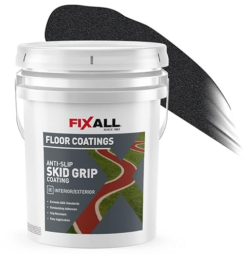 FIXALL Skid Grip Anti-Slip Coating, 5 Gallons, Jet, Exceeds ADA Standards, Ideal for Safety Areas, Slip-Resistant Pavement, Cement & Concrete Paint