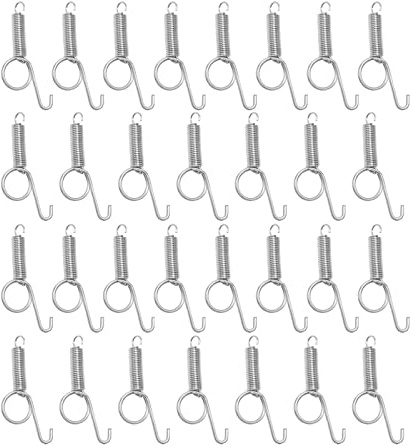 Anxingo 30 Pcs Spring Cage Latch Door Spring Hook Metal Finger for Fixing Rabbit, Dog, Cat, Birds,Rodents, Guinea Pig, Hamster, Parrot Hedgehog Cage Door