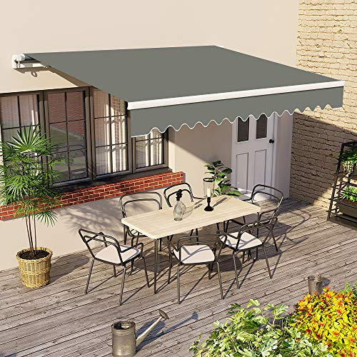 Green Bay 2.5 x 2m Manual Awning Garden Patio Canopy Sun Shade Shelter Retractable Grey