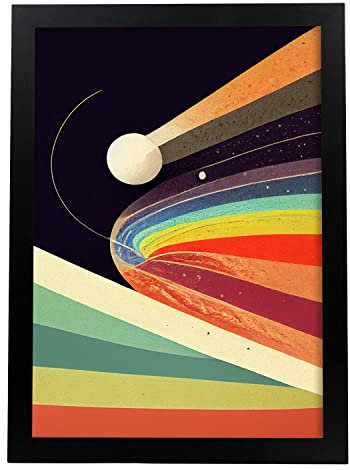 Nacnic Poster Curvatura in stile arte astratta. Illustrazioni e manifesti di galassie artistiche, moderne e a colori per l'interior design e la decorazione. A3 Cornice nera.