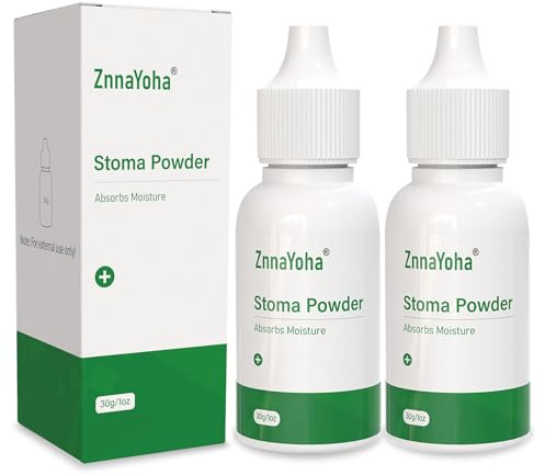 ZnnaYoha Stoma Powder, Medical Protective Skin Barrier Powder,Skin Prep Protection Stoma Adhesive Powder,Ostomy Supplies,1 oz (2 Bottles)
