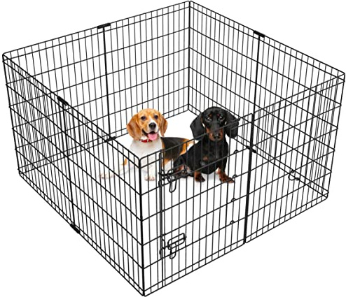 Abician Parc pour Chiens 61 x 76 cm métalliques Corral 8Panneaux Clôtures pour Petits Animaux Parc pour Chiots Pliable
