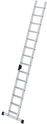 PROREGAL Stufen-Anlegeleiter mit Standard-Traverse | 14 Stufen | Leiter, Teleskopleiter, Trittleiter, Bockleiter, Sprossen-Doppelleiter