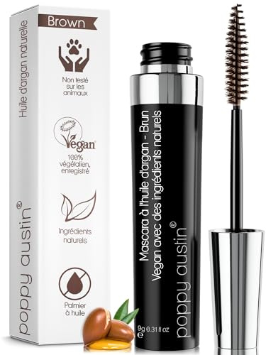 Máscara de Pestañas Vegana Marrón Volumen y Longitud - Resistente al Agua - Máscara Voluminizadora Suave e Hipoalergénica, Orgánica y Libre de Crueldad, Ideal para Ojos Sensibles (9 gramos, Marrón)