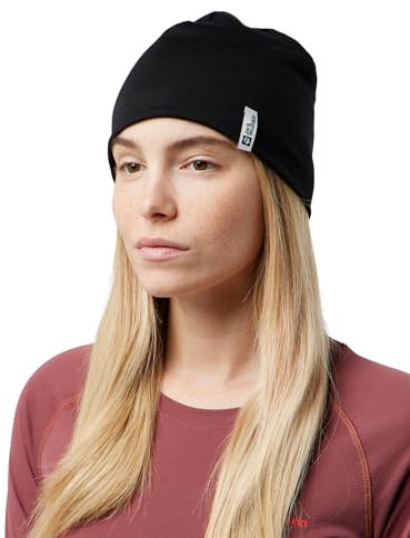 Jack Wolfskin Unisex Merino Beanie-Mütze, Schwarz, Einheitsgröße EU