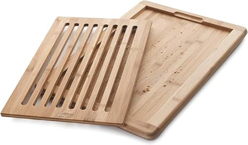 Suinga Tabla de Madera para corte de pan 40x30 cm | Tabla para Cortar Pan con Bandeja Recogemigas