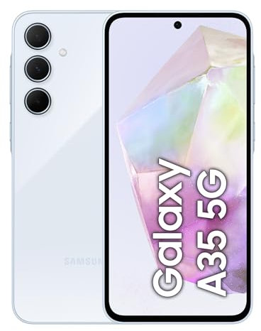 Samsung Galaxy A35 5G Smartphone, Android-Handy ohne Vertrag, 128 GB / 6 GB RAM, 2 Tage Akkulaufzeit, 50-MP-Kamera, Awesome Iceblue, 2,5 Jahre Herstellergarantie