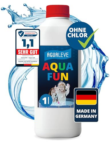 AGUALEVE® Aqua Fun 1 Ltr. *NEU* – die chlorfreie Pooldesinfektion | speziell für Kinderpools & Planschbecken entwickelt | Markenqualität Made in Germany | Kein roten Augen & hautschonend