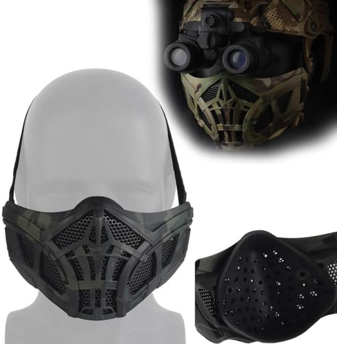 WQZXM Demi-Masque Tactique de Chasse Design intérieur en Silicone Respirant Protecteur de Bouche résistant aux Chocs Accessoires de Sport (Color : BCP)