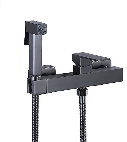 Stoffwindel-Sprühset, Heiß- und Kaltwasser, Hand-Bidet-Sprühset, Toilettenset, Einzelgriff, quadratisches Toiletten-Sprühset aus Messing, an der Wand montiertes Badezimmer-WC-Set mit Duschschlauch,