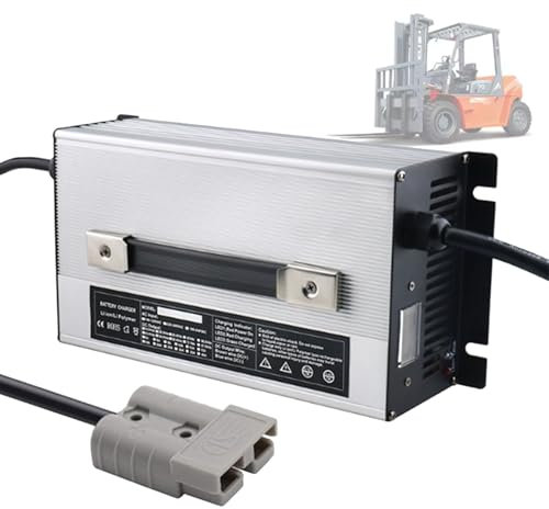 HYDTGZ Silber, 36 V 30 A Gabelstapler Batterieladegerät mit 350 A Anderson Stecker Hochleistungs Bleiakkuladegeräte Erhaltungsladung mit LCD Display