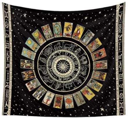 Liqzirtu Arazzo da parete - Stampa 3D artigianale Zodiaco Tarocchi Arazzo Bohemien Hippie Dormitorio da parete | Arazzo psichedelico per copriletto del soggiorno