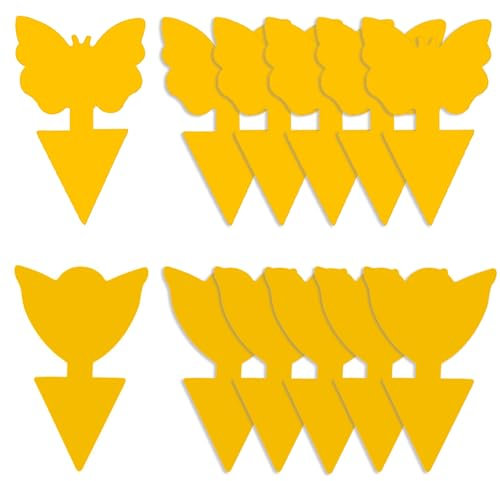 GeekerChip 12 Pezzi Trappola per Mosche,Giallo Trappole Appiccicose,Plug-in Trappola per Mosche Piastre per Insetti per Moscerini, Afidi,Mosche Minatori e Mosche Bianche