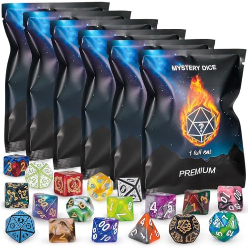 QMAY Mystery Würfel, 6 Set mit 7 Polyedrische Würfel, Gaming Würfel, DND RPG MTG, Tischspiele (42)