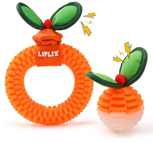 LIFLIX Lot de 2 Jouets Résistants à mâcher pour Chiens, Jouets en TPU pour Le Nettoyage Dentaire des Chiots en période de Dentition, pour l'hygiène Dentaire des Chiens de Petite et Moyenne Taille