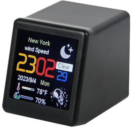 Asyduey Smart WIFI Weather Station Clock DIY Cute GIF Animations Desktop Decoration Electronic Album Function MINI Clock A Easy Install Easy to Use