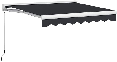 Outsunny Toldo Eléctrico Retráctil y Manual con Mando a Distancia 2,5x2 m Toldo de Exterior Terraza Enrollable con Manivela y Marco de Aluminio para Jardín Puerta Ventana Gris