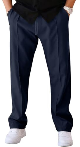 Pantalon Homme Léger Taille Élastique avec Cordon - Coupe Droite Bas Ouvert avec Poches - pour Travail, Sport, Décontracté
