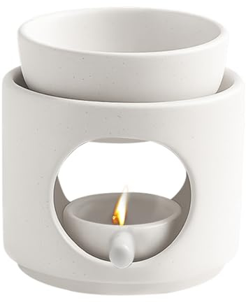 Duftlampe aus Keramik mit Teelichthalter, Duftlampe für Ätherische Öle, Aromalampe mit Kerzenlöffel, Räucherstövchen duftlampe für Duftwachs und Duftöl