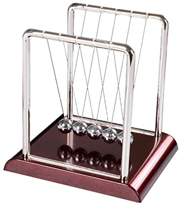 GETAJGHSD Boule du Pendule de Newton en Abs pour Bureau et Décoration, Taille Moyenne Base Rouge, Objet Ludique de Relaxation et Gadget Scientifique Éducatif, Présent Original pour Adultes