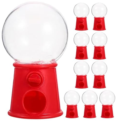 Gatuida 10pcs Mini Red Plastic Candy Machines for Boys and Girls, Simple Operation and Visual Development, round Shape Candy Dispenser Toys for Party Favour or Event Supplies