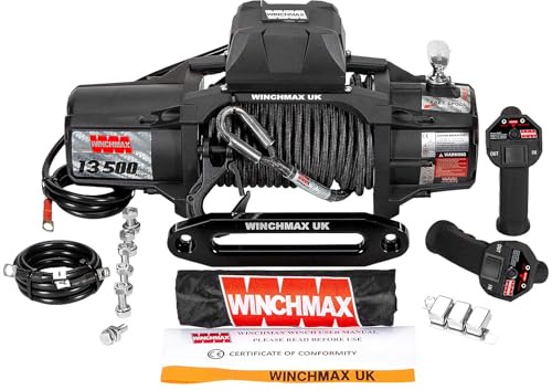 WINCHMAX. 13,500lb (6,123kg) SL Military-Grade 24V Winch. 25m x 10mm Armourline Rope. 3/8 inch tactical hook.