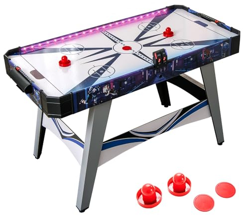 Maxmass 54 Inch Air Hockey Table, LED Light-up Hockey Game Tables with Scoreboard, 2 Pucks, 2 Pushers, 12V Powered Arcade Hockey Game Sports Table for Office Party Family Gathering