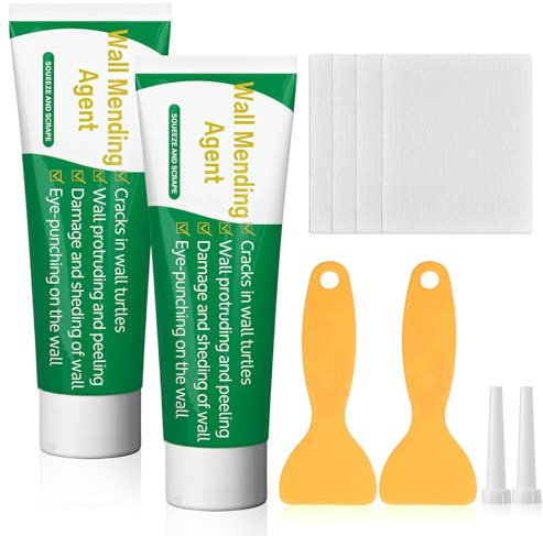 100g Wandreparaturcreme x2,Reparaturspachtel,Fertige Spachtelmasse,Innen Reparatur,1X Tüllen und 2X Schleifpapier,Effektiv Ausbessern von Bohrlöchern und Füllen von Rissen, Löchern,weiß