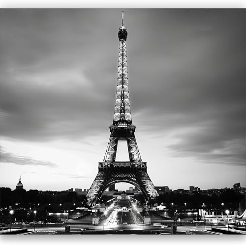 Buohwiwe Papier Peint Panoramique Paris Mural 300x210 cm 3D Papier Peint Intisse Scène Nocturne Parisienne Fresque Murale Chambre Coucher Salon Décoration Photo Poster Geant Murale q.5356