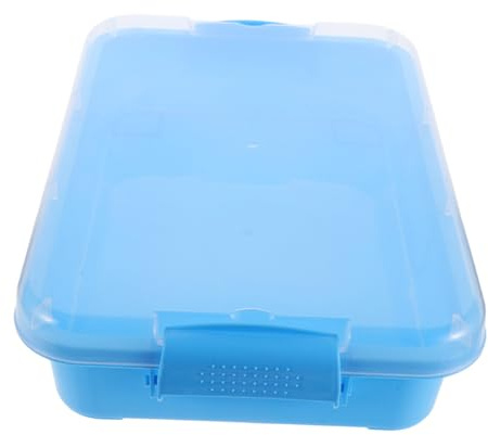 Didiseaon Creative Plastic Sandbox with Lid Safe Non-toxic Material Medium Transparent Blue Interactive Sand Table for Family and Kindergarten Outdoor Play Convenient Storage for Sand and