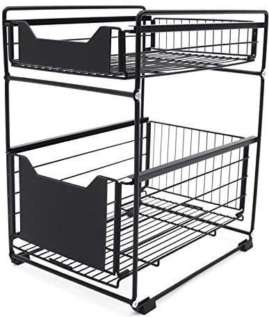 2 Stück Teleskopschublade, Ausziehbare Schublade KüChe, Teleskop Schublade Küchenschublade, Korbauszug KüChenschrank Organizer für Schlafzimmer, Badezimmer, Küchen(Kein Bohren und Nageln Erforderlich)