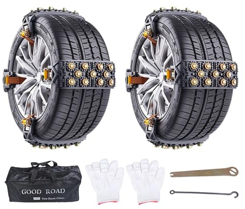 Cadenas de nieve antideslizantes – Pinzas para neumáticos de coche de metal TPU de 36 x 3,15 pulgadas, instalación fácil en 5 segundos | Adecuado para ruedas de 165-265 mm para cortacéspedes con