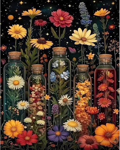 Lonmo Art Flowers Paint by Numbers for Adults 16x20inch | Adult Paint by Number Kits,Painting by Numbers for Adults Beginne,Perfect for Gift Home Wall Decor