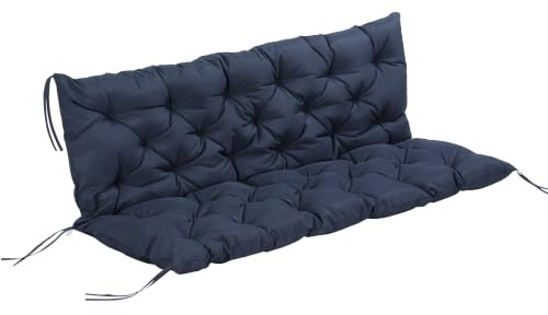 Outsunny Cuscino da Giardino Moderno con 6 Lacci 150x98x8 cm Blu Scuro