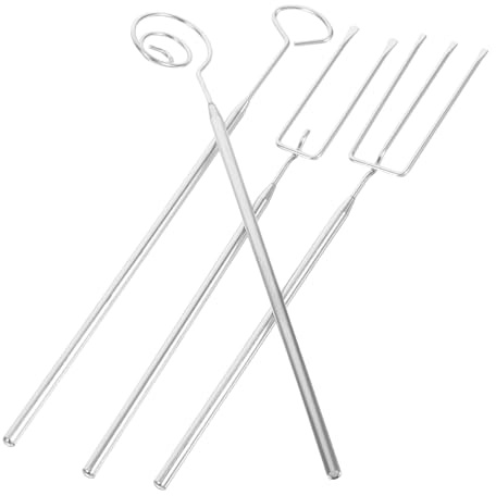 DIYEAH Fourchettes à Fondue Inoxydables 4 Pièces Ensemble Multifonction 1 Fourchette 2 Dents Spirale 3 Dents Triangle pour Chocolat Fromage Guimauve et Camping