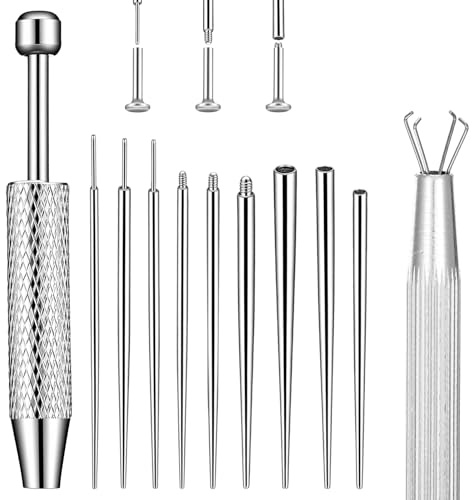 KFHENSOMR 10 st piercing, avsmalnande kulgreppare, verktyg för byte av smycken – 14G 16G 18G 20G rostfritt stål piercing avsmalnande platt baksida örhänge applikator kroppssmycken stretchkit för näsa