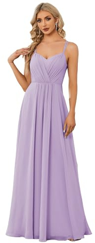 Ever-Pretty Vestito da Damigella Scollo a V Senza Maniche Lungo Elegante Abito da Damigella ES01692