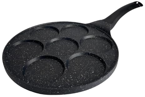 ZILNER Pancake Pfanne 26 cm, 7 Formen, Keramik-Marmor, Induktion | Pfannkuchenpfanne, Spiegeleipfanne für Eier, Pancakes, Mini-Omeletts, alle Herdarten, antihaft, für Frühstück und Brunch