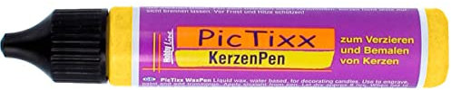 KREUL 49702 Candle Pen, Yellow, 29 ml, Candle Pen with Fine Painting Tip, Colour with Beeswax for Decorating and Painting Candles
