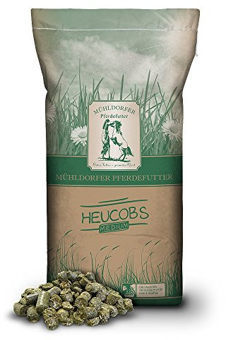Mühldorfer Heucobs medium, 20 kg, Heuersatz, zum Einweichen, rohfaserreiches Grundfutter für alle Pferde, auch für Allergiker