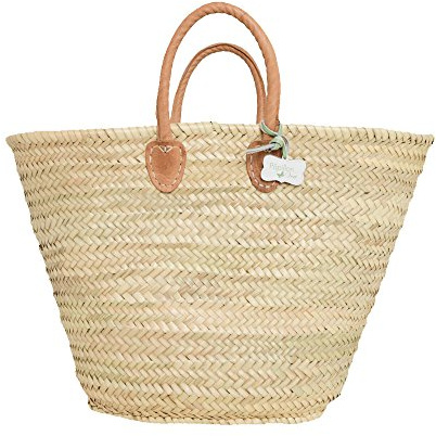 Olivia Large Traditional Basket Bag with Short Padded Tan Leather Handles