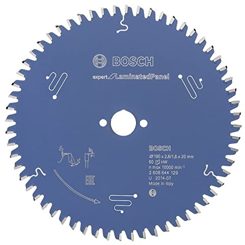 Bosch Professional 1x Kreissägeblatt Expert for Laminated Panel (Laminat, Sägeblatt Ø 190 x 20 x 2,6 mm, 60 Zähne, Zubehör Kreissäge)
