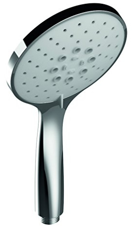 KEUCO Handbrause aus Metall, Duschkopf mit drei Strahlarten, Wassermenge begrenzt auf 10l./min, 25,9 cm, Edition 400