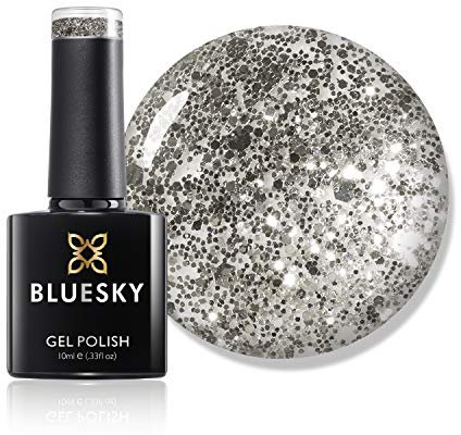 Bluesky Gel Nail Polish, Aurora BSH014, Silver Glitter, UV/LED Soak-Off Gel Polish, Long Lasting, Chip Resistant, 10ml