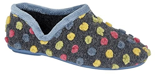 Sovare kvinnor/damer jade prickade hela inomhusskor tofflor, Ljusblå multistickad textil, 39 EU