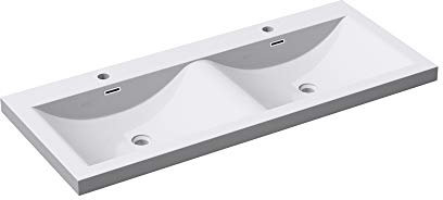 doporro BTH: 120x48x12cm Einbauwaschbecken Colossum03 aus mineralguss Gussmarmor, Doppelwaschbecken, Waschbecken