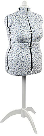 Verstellbare Schneiderpuppe Sugar Ditsy Blau Mit Holzständer 8-Teilige | Groß (L) [Größe EUR 48 bis 50]