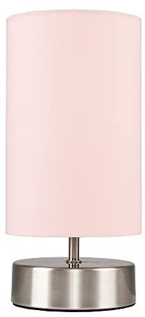 MiniSun | Modern Chrome Touch Table Lamp with Pink Light Shade | Table Lamps, Home Décor & Improvement Essential