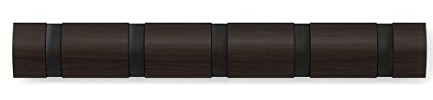 Umbra Flip Garderobenhaken, 5 Haken, Garderoben Haken, Kleiderhaken, Holz, Schwarz / Walnuß, 51 cm, 318850-048